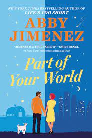 Part of Your World by Abby Jimenez Book Cover with cartoon man and woman on front holding hands 