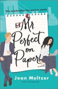 Mr. Perfect on Paper by Jean Meltzer book cover with man and woman drawn on a paper list