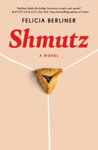 Shmutz book cover with hamentashen cookie on frontk