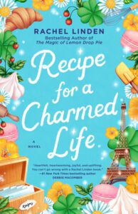 Recipe for A Charmed Life by Rachel Linden book cover featuring cartoon cooking utensils and the Eiffel Tower
